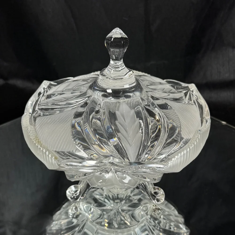 Beyer Bleikristall 24% Lead Crystal Covered Candy Dish 3 Footed West Germany